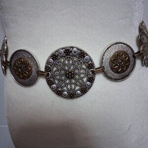 CHICO’S Metal Chain Belt Cowgirl Boho Artsy Hippie